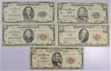 Run of (5) 1929 Federal Reserve Notes Chicago includes $5, $10, $20, $50 & $100. All GA Blocks.