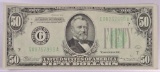 1934 $50 Federal Reserve Note Serial # G08757996A.