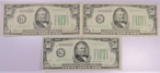 Lot of (3) 1934 $50 Federal Reserve Notes. All (GA Block).