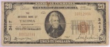 1929 $20 National Currency Note Tocoma Washington CH#3417.