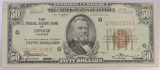 1929 $50 Federal Reserve Note Chicago Serial # G00052806A.