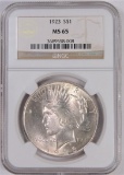 1923 Peace Dollar. NGC Certified MS65.