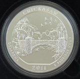 2011 Chickasaw America The Beautiful 5 oz. .999 Silver in box with COA.