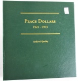 Peace Dollar Collection in Album. 1921-1935 S. Complete Set! 24 Coins.