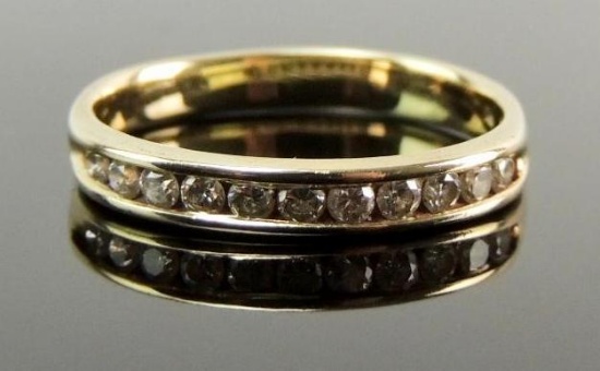 14k Yellow Gold Channel Set Diamond Ring