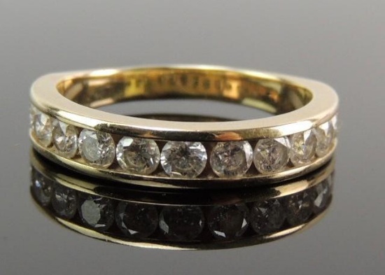 14k Yellow Gold Channel Set Diamond Ring