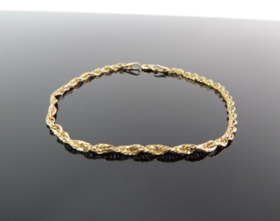 14k Yellow Gold Rope Chain Bracelet