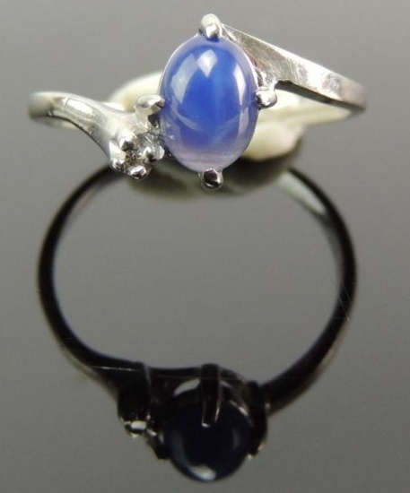 Star Sapphire 10k White Gold Ring