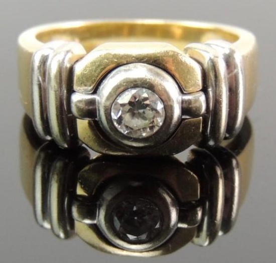 Euro Cut Diamond 14k Gold Ring