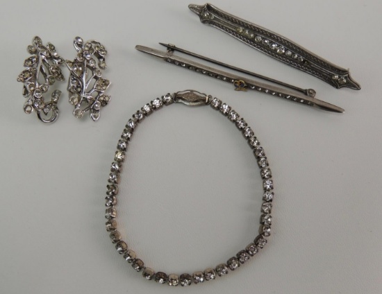 Sterling Silver and Rhinestone Lot