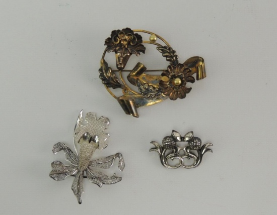 Gold Filled and Sterling Brooch Lot
