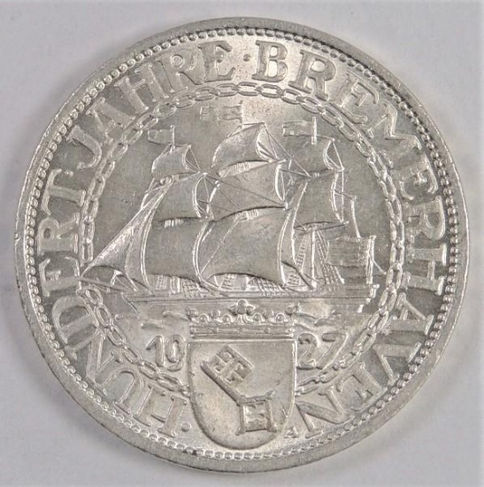 1927-A Germany 3 Mark 100th Anniversary of Bremerhaven.