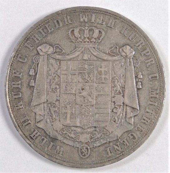 1844 German States HESSE-CASSEL 2 Thaler Wilhelm II and Friedrich Wilhelm.