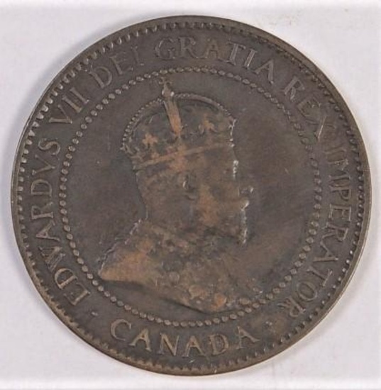 1907-H Canada One Cent Edward VII. Low Mintage 800,000.