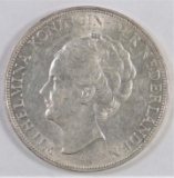 1939 Netherlands 2 1/2 Gulden Wilhelmina I.