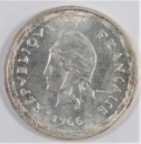 1966 New Hebrides 100 Francs.