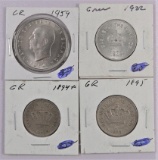 Lot of (4) Greece Coins Leptas & Drachmai 1894-1959.