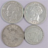Lot of (4) Belgium Francs Coins includes 1934 20, 1939 & 1940 50 & 1951 100.