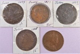 Lot of (5) misc Jersey Coins 1851-1909.