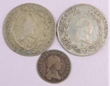 Lot of (3) early Austria Coins1781 1/4 Kreuzer, 1764 & 1808-B 20Kreuzer.