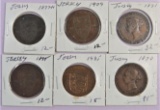 Lot of (6) misc Jersey Coins 1870-1935.