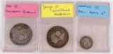 Lot of (3) Great Britain George III Bullhead Half Crowns & Six Pence.
