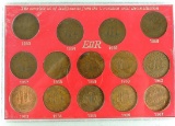 Lot of (14) Great Britain 1/2 Pennies 1953-1967 in holder.