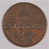 1784-PM German States JULICH-BERG 1/4 Stuber Karl Theodor.