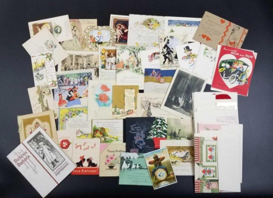 Large group of vintage cards, some with envelopes