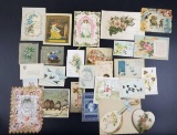 Large Group 19th Century Diecut Valentines and Greeting Cards