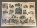 Framed Print of Prominent Residences and Business Buildings in Chicago