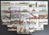 Group of 25 Postcards Featuring Bridges, Ships, and More in Chicago Illinois