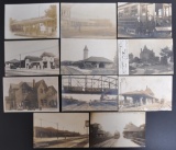 Group of 11 Real Photo Postcards of Chicago Area Trains and Railroad Stations