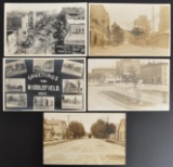 Group of 5 Real Photo Postcards of Street Views in Ohio