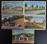 Group of 5 Linen Postcards of the Kendal Tourist and Service Station