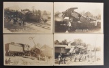 Group of 4 Real Photo Postcards of The Santa Fe Wreck in Roanoke Il. June 18 1917