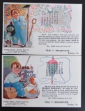 Group of 2 R.F. Outcault Boy Blue Calendar Postcards