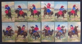 Group of 12 Cowboy and Cowgirl Applied Fabric Postcards