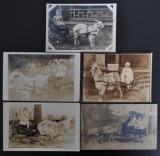 Group of 5 Real Photo Postcards and Photographs of Children with Goat Wagons
