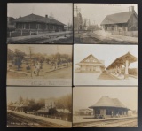 Group of 6 Real Photo Postcards of Train Depots