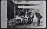 Real Photo Postcard of Indian Motorcycle Shop with Motorcycle