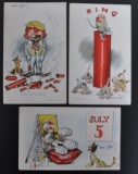 Group of 3 Gene Carr Forth of July Postcards