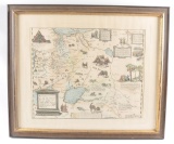 Antique Hand Colored Framed Map of Asia