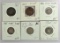 Lot of (6) Type Coins. Half Cent, Two Cent & Three Cent Pieces.