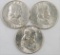 Lot of (3) 1948 D Franklin Half Dollars.