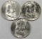 Lot of (3) Franklin Half Dollars includes 1953 D, 1953 S & 1954 S.