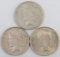 Lot of (3) Peace Dollars includes (2) 1922 P & 1922 D