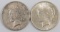 Lot of (2) Peace Dollars includes 1922 D & 1926 S.