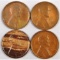 Lot of (4) 1909 P V.D.B. Lincoln Wheat Cents.