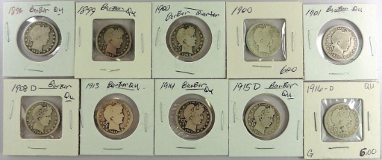 Lot of (10) misc. Barber Quarters.